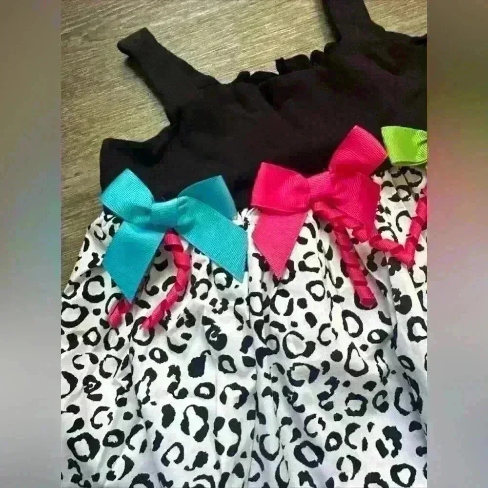Girls Leopard Print Dress 4T  Colorfull Bows Good Lad Retail $35